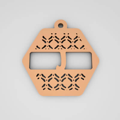 J Hexagonal Split Monogram Initial Keychain