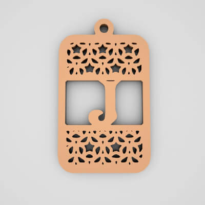 J Rectangle Split Monogram Keychain