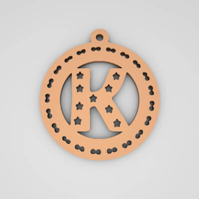 K Initial Round Star Monogram Keychain