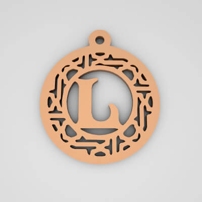 L Circular Stripe Split Monogram Keychain