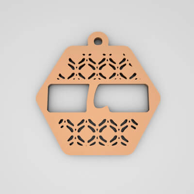 L Hexagonal Split Monogram Initial Keychain