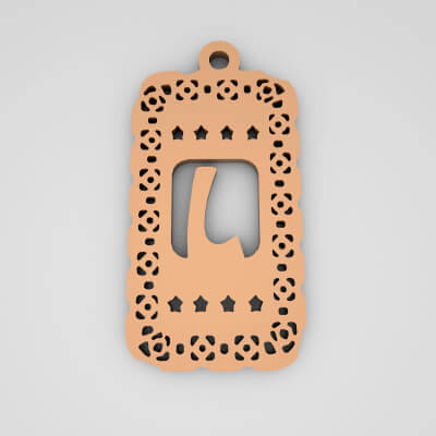 L Rectangle Star Monogram Cute Keychain