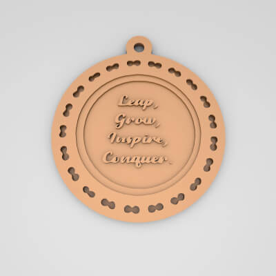Leap Grow Inspire Conquer Quote Round Keychain