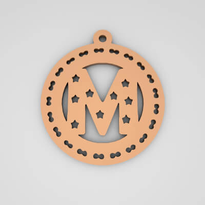 M Initial Round Star Monogram Keychain