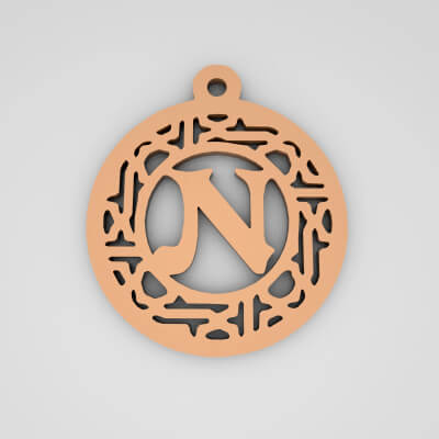 N Circular Stripe Split Monogram Keychain