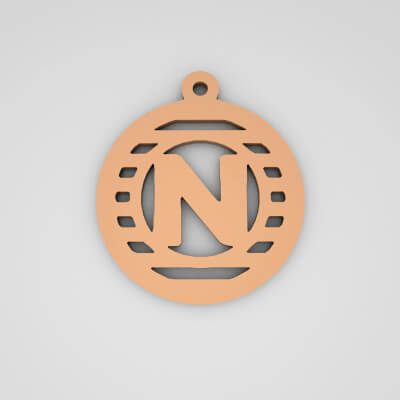 N Initial Stylish Monogram Keychain