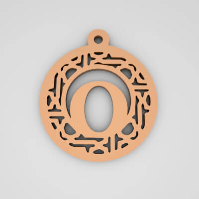 O Circular Stripe Split Monogram Keychain