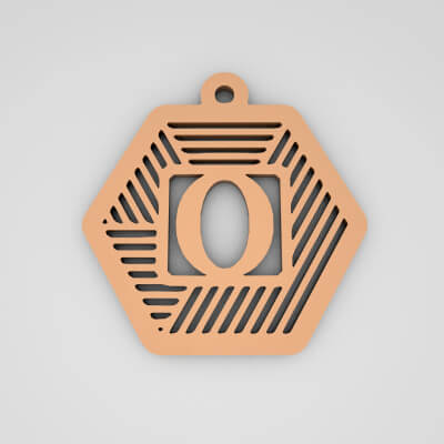 O Hexagonal Stripe Split Monogram Keychain