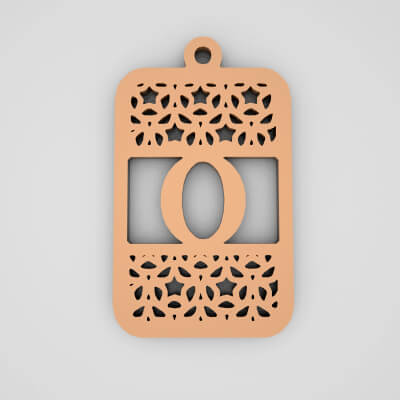O Rectangle Split Monogram Keychain