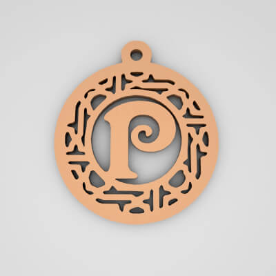 P Circular Stripe Split Monogram Keychain
