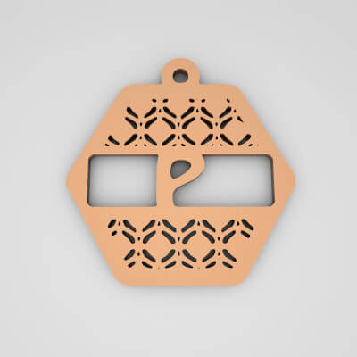 P Hexagonal Split Monogram Initial Keychain