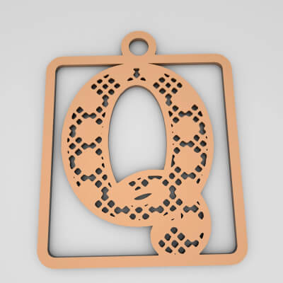 Q Initial Stylish Monogram Keychain