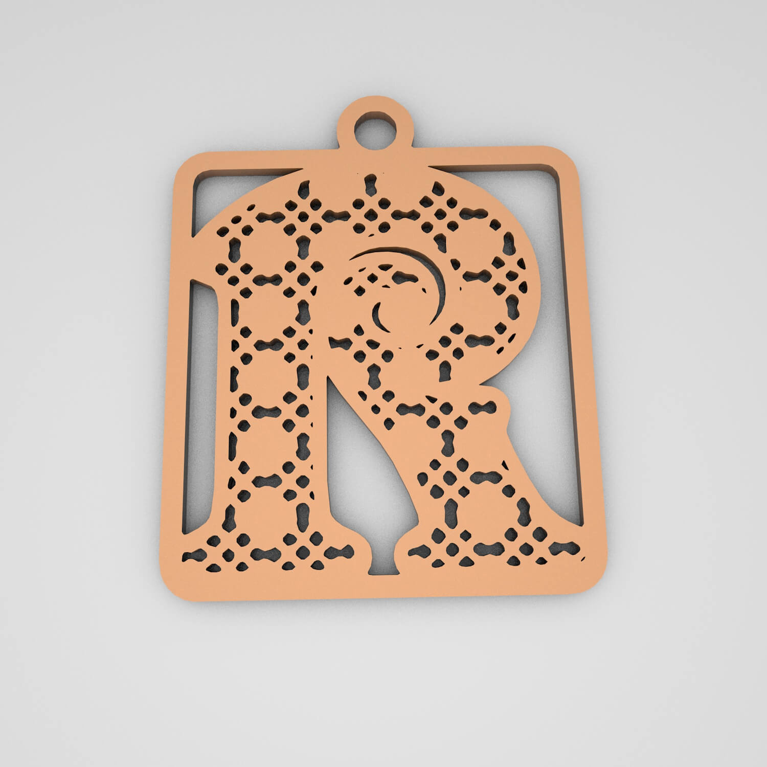 R Initial Stylish Monogram Keychain - 3D Model by pk3dstore