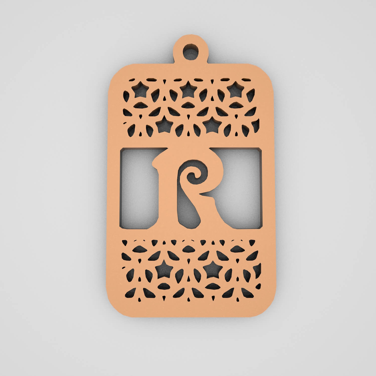 R Rectangle Split Monogram Keychain - 3D Model by pk3dstore