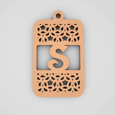 S Rectangle Split Monogram Keychain