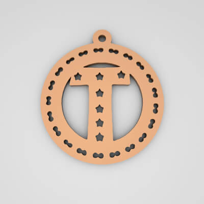 T Initial Round Star Monogram Keychain