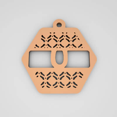 U Hexagonal Split Monogram Initial Keychain