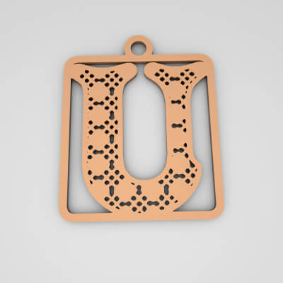 U Initial Stylish Monogram Keychain