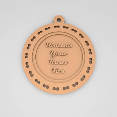 Unleash Your Inner Fire Quote Round Keychain - 3D Print Model by pk3dstore