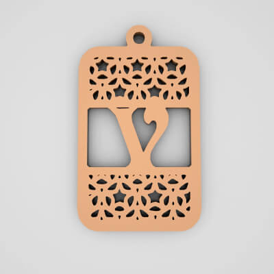 V Rectangle Split Monogram Keychain