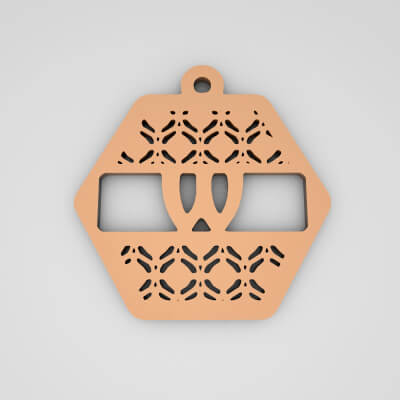 W Hexagonal Split Monogram Initial Keychain
