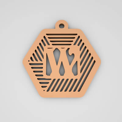 W Hexagonal Stripe Split Monogram Keychain
