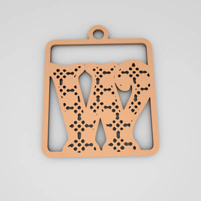 W Initial Stylish Monogram Keychain - 3D Model by pk3dstore