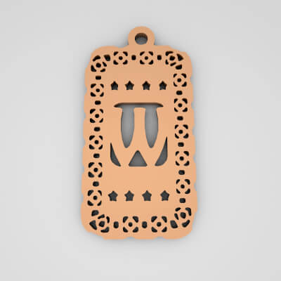 W Rectangle Star Monogram Cute Keychain