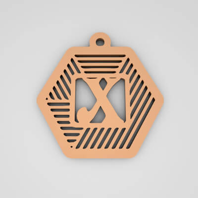 X Hexagonal Stripe Split Monogram Keychain