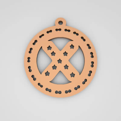 X Initial Round Star Monogram Keychain