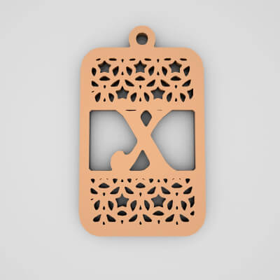 X Rectangle Split Monogram Keychain