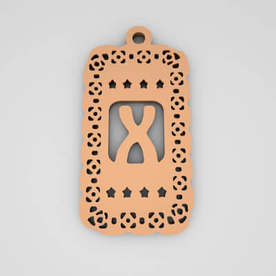 X Rectangle Star Monogram Cute Keychain