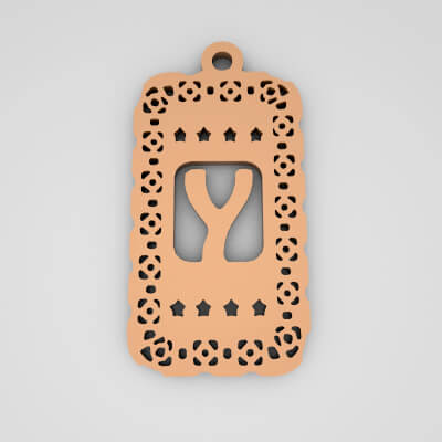 Y Rectangle Star Monogram Cute Keychain