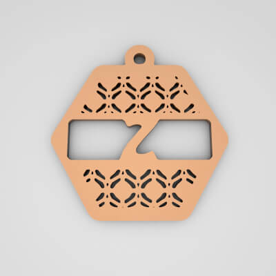 Z Hexagonal Split Monogram Initial Keychain