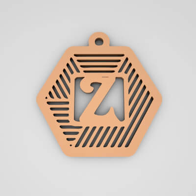 Z Hexagonal Stripe Split Monogram Keychain
