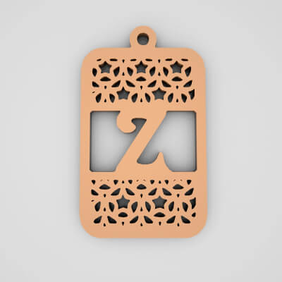 Z Rectangle Split Monogram Keychain