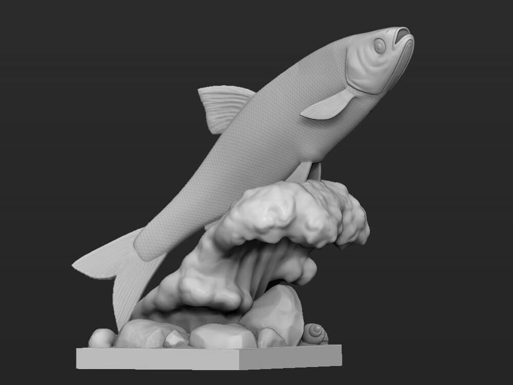 Fish Sculpture 3D Print Model by polunochnik