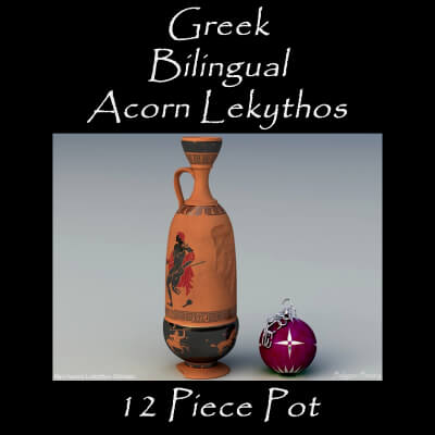 Greek Bilingual Acorn Lekythos 12 Piece Pot