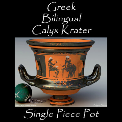 Greek Bilingual Calyx Krater Single Piece Pot
