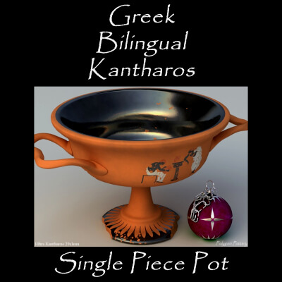 Greek Bilingual Kantharos Single Piece Pot
