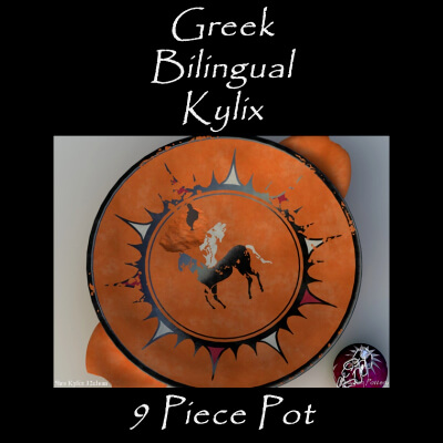 Greek Bilingual Kylix 9 Piece Pot