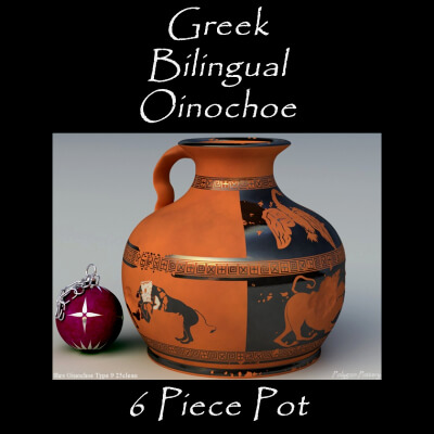 Greek Bilingual Oinochoe 6 Piece Pot