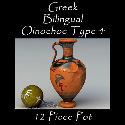 Greek Bilingual Oinochoe Type 4 12 Piece Pot