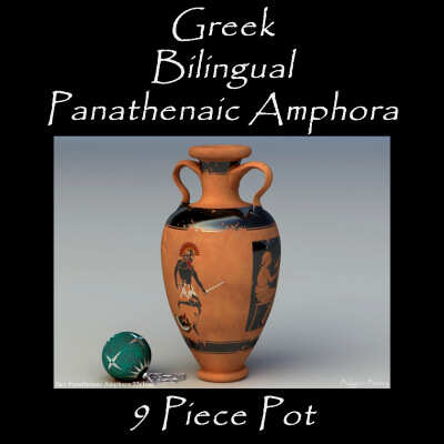 Greek Bilingual Panathenaic Amphora 9 Piece Pot