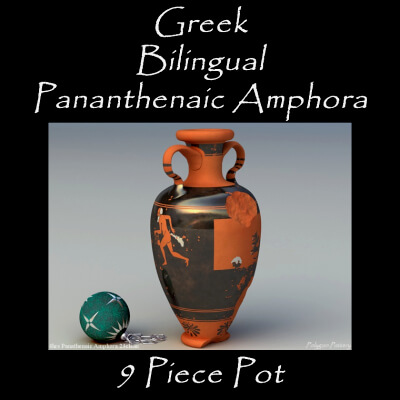 Greek Bilingual Panathenaic Amphora 9 Piece Pot