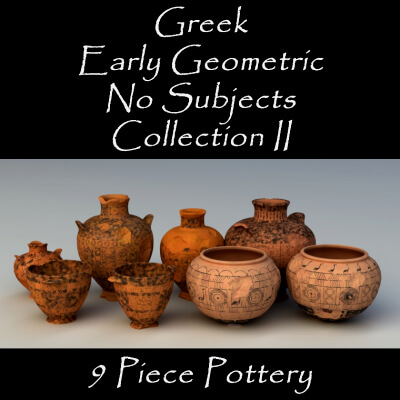 Greek Early Geometric No Subjects Col II 9 Piece Pottery