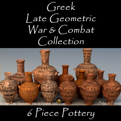 Greek Late Geometric War &amp Combat Col 6 Piece Pottery