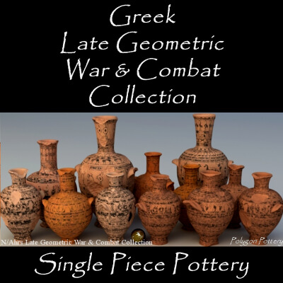 Greek Late Geometric War &amp Combat Col Single Piece Pots