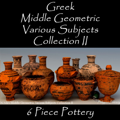 Greek Mid Geometric Various Subjects Col II 6 Piece Pottery