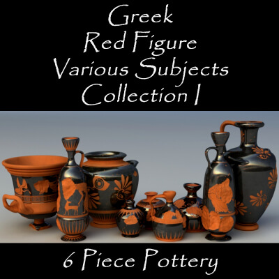 Greek Red-Figure Various Subjects Col I 6 Piece Pottery